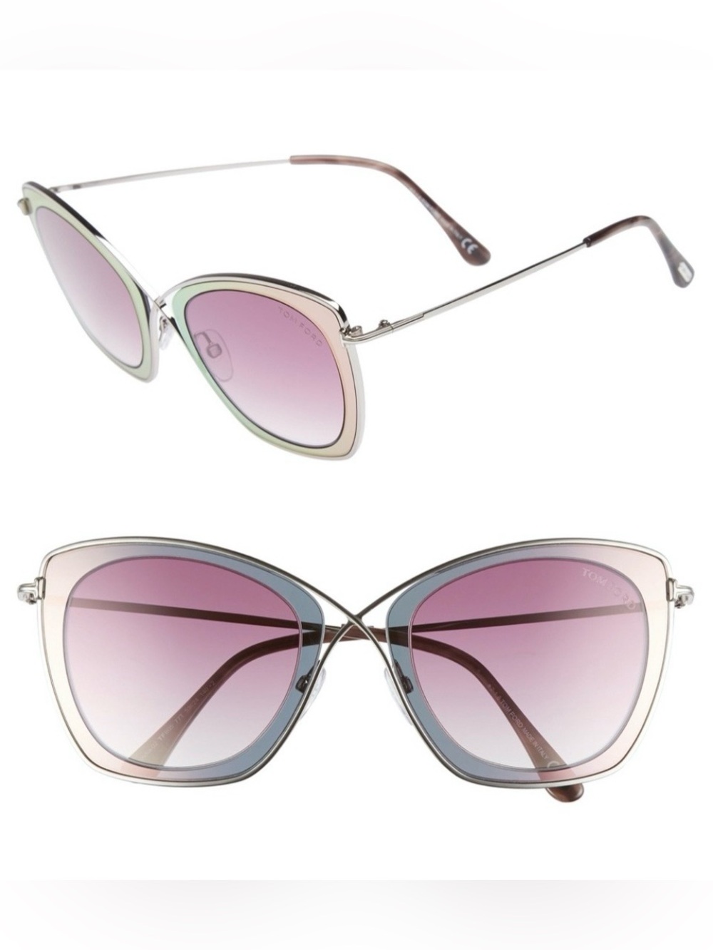 Tom Ford India 02 TF605 77T Sunglasses - Gunmetal Pink Frame - Gradient Lenses